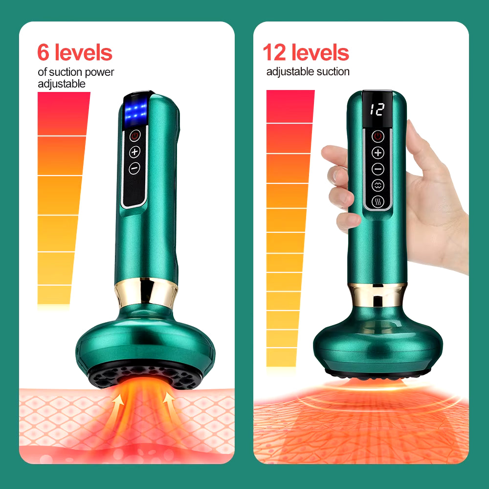 6/12 Gear Electric Cupping Massager Vacuum Suction Cup Guasha anti Cellulite Beauty Health Scraping Heat Body Slimming Massage