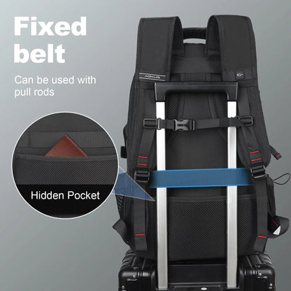 55L Expandable Travel Backpack, Unisex 18.4" Laptop Backpack with USB Charger Port, Extra Large Hiking Backpack with Shoes Compartment & Dry Wet Pocket Black