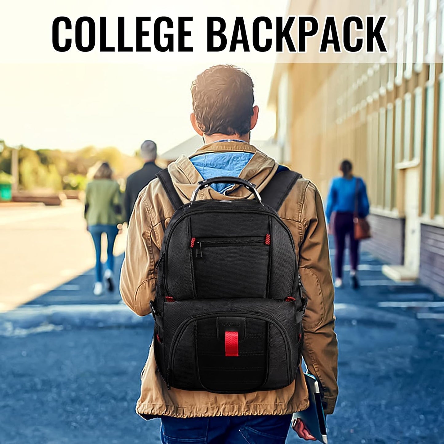 Large Backpack for Men, Extra Large Laptop Backpacks for Men Women, Water Resistant Travel Backpack Airline Approved Business Work Bag with USB Charging Port Fits 17 Inch Computer, Black