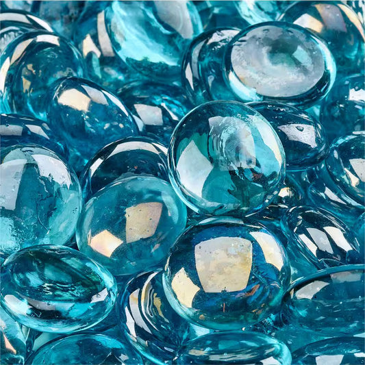 10 Lbs. of Tahitian Blue 1/2 In. Semi Reflective Fire Glass Beads