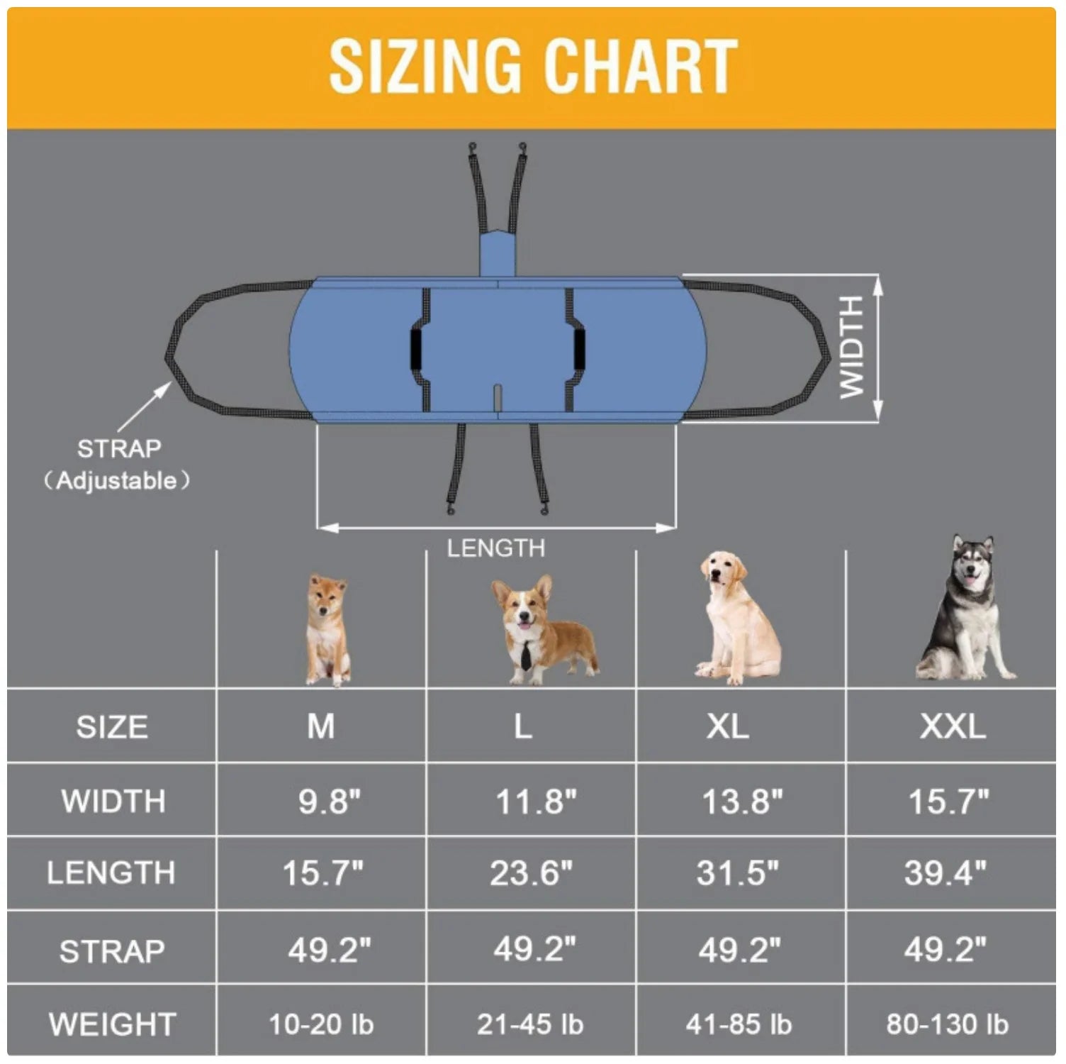 Dog Lift Harness - Support Sling for Elderly, Injured, or Disabled Dogs