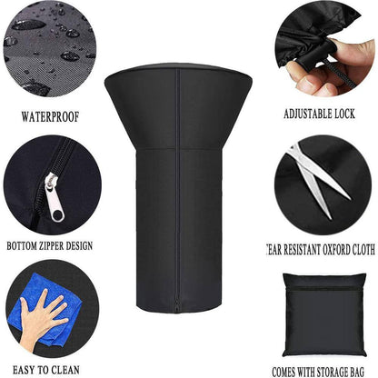 Waterproof 38 In. X 22 In. X 14.5 In. Black Tabletop Fabric Patio Heater Cover with Zipper and Storage Bag