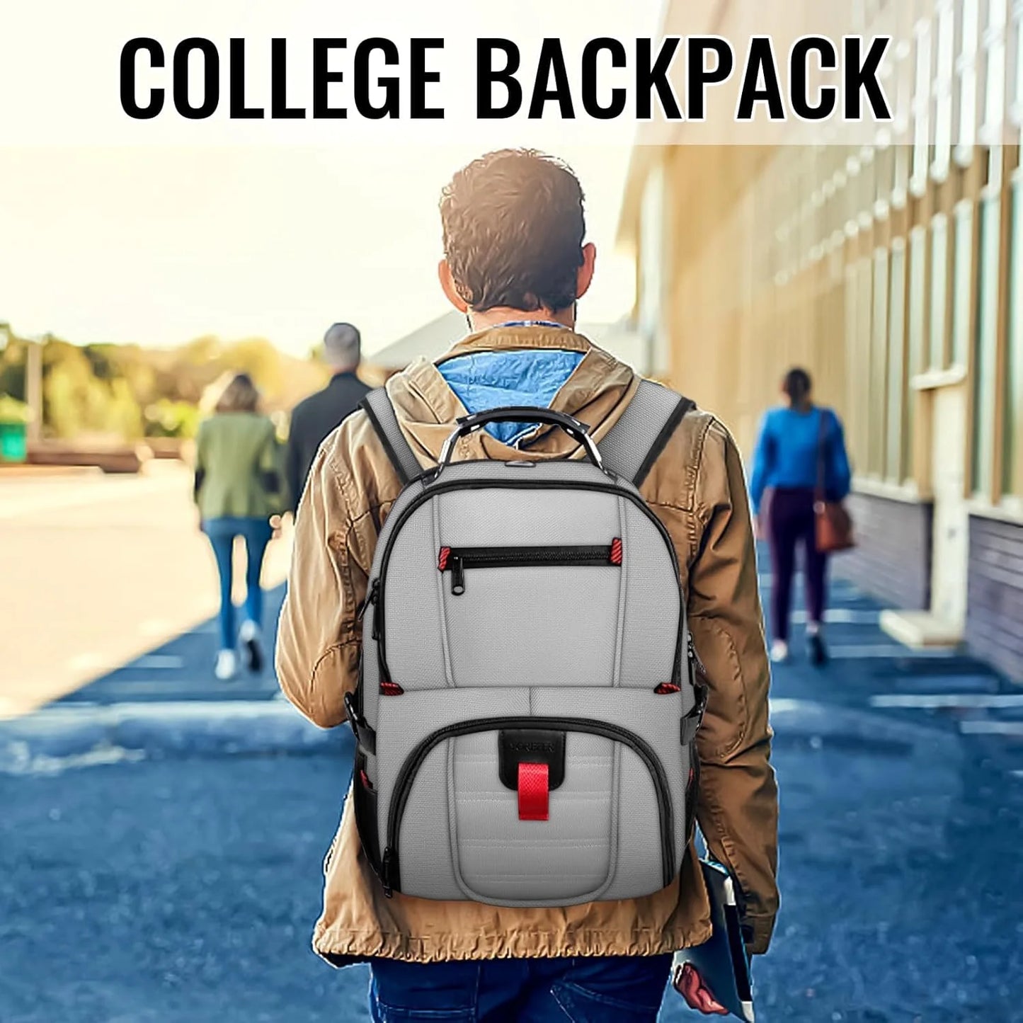 Extra Large Travel Backpack for Men Women, Airline Approved Business Laptop Computer School Bag with USB Port and Luggage Strap, 30L