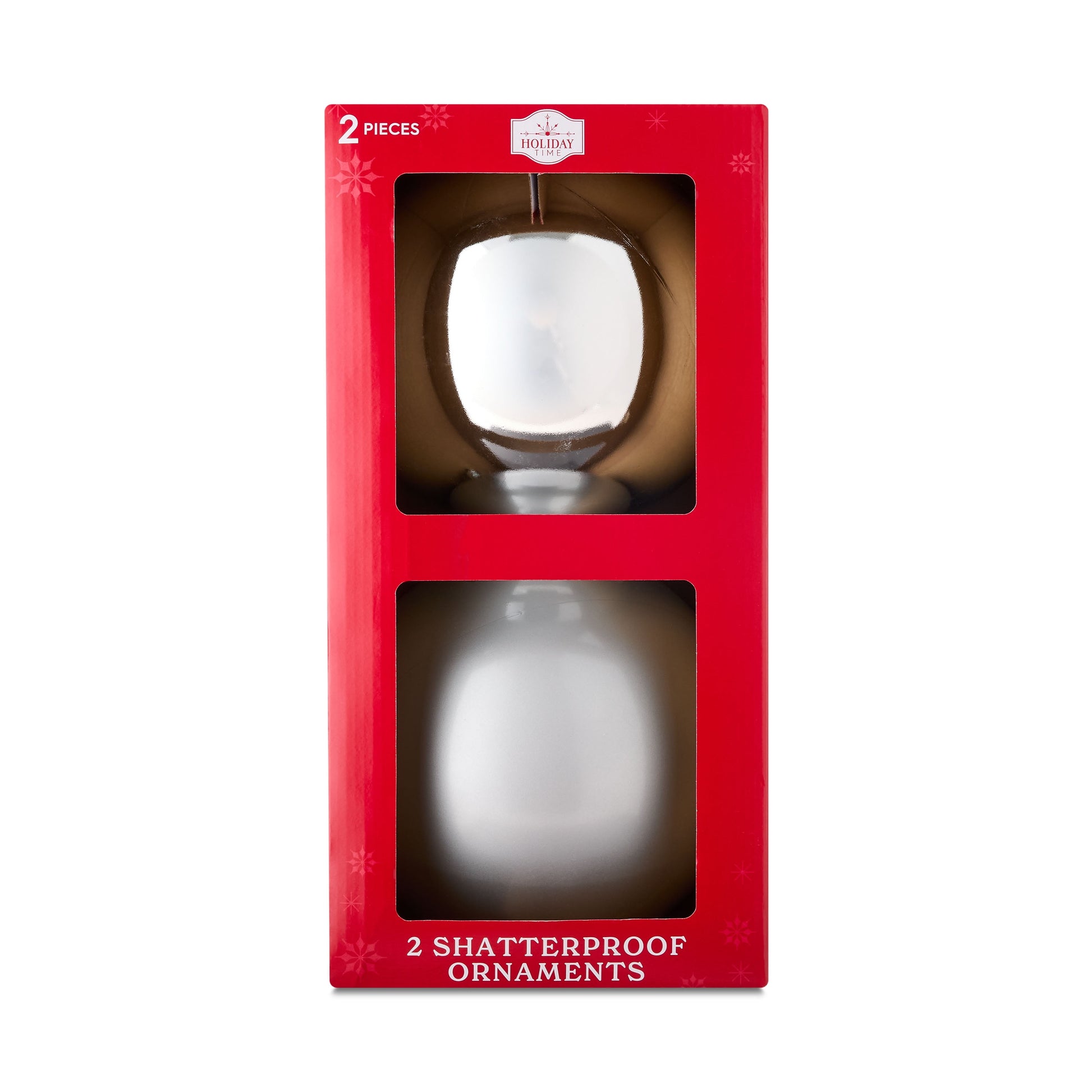 2-Count Silver Jumbo Shatterproof Christmas Ornaments, 7.8 In, by