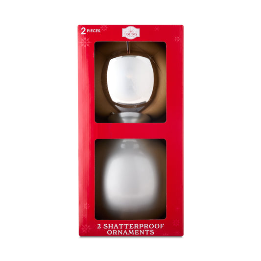 2-Count Silver Jumbo Shatterproof Christmas Ornaments, 7.8 In, by