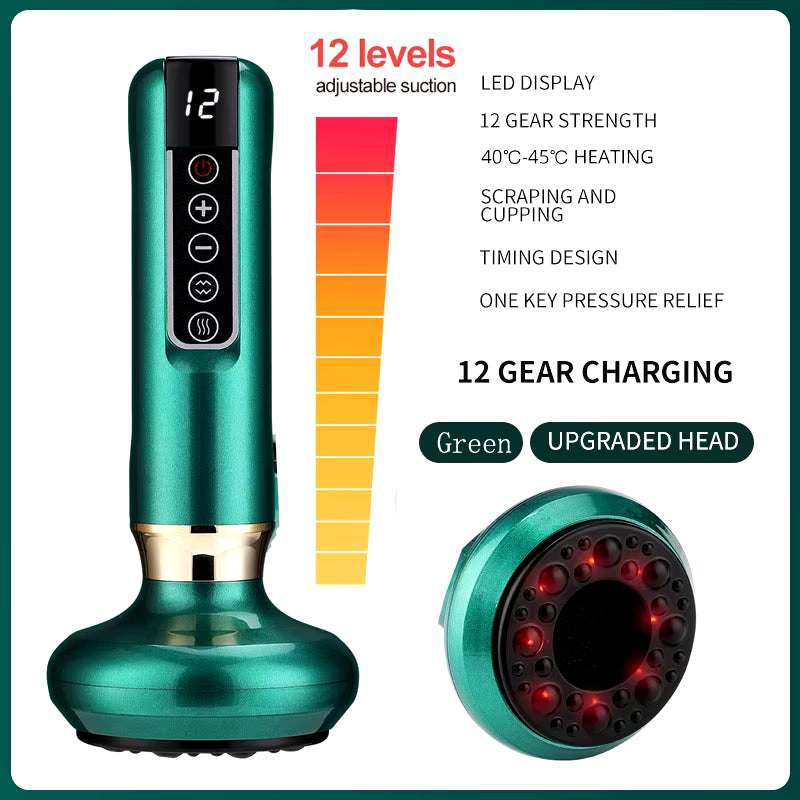 6/12 Gear Electric Cupping Massager Vacuum Suction Cup Guasha anti Cellulite Beauty Health Scraping Heat Body Slimming Massage