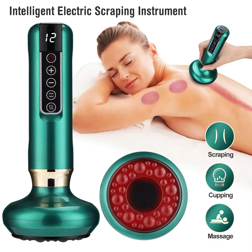 6/12 Gear Electric Cupping Massager Vacuum Suction Cup Guasha anti Cellulite Beauty Health Scraping Heat Body Slimming Massage