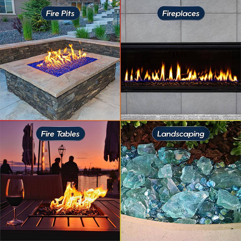 3/8 In. to 1/2 In. 10 Lbs. Blue Teal Lagoon Crushed Fire Glass for Indoor and Outdoor Fire Pits or Fireplaces