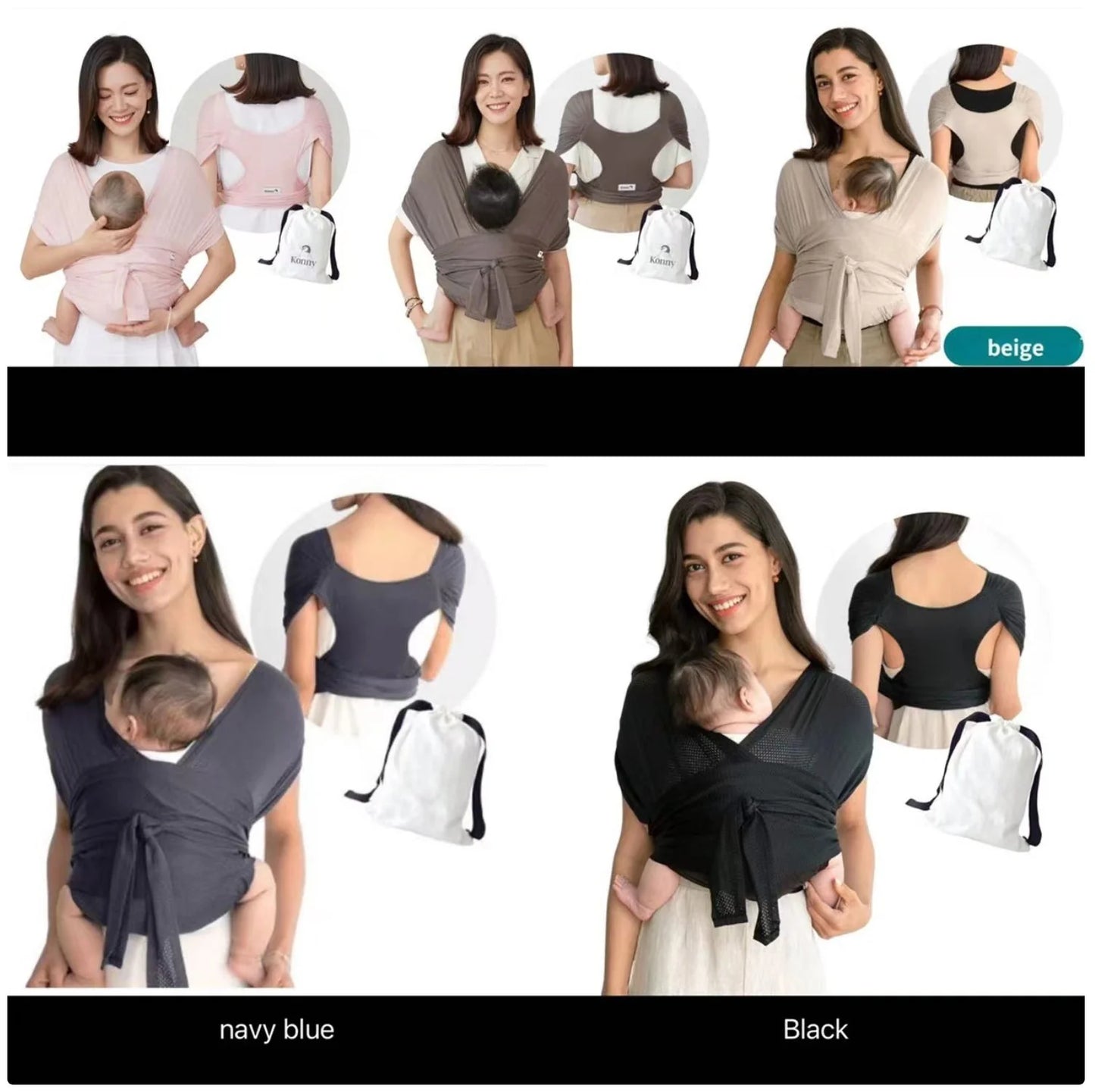 Front - Carry Baby Wrap Carrier - Breathable Air - Mesh Fabric, Easy to Wear