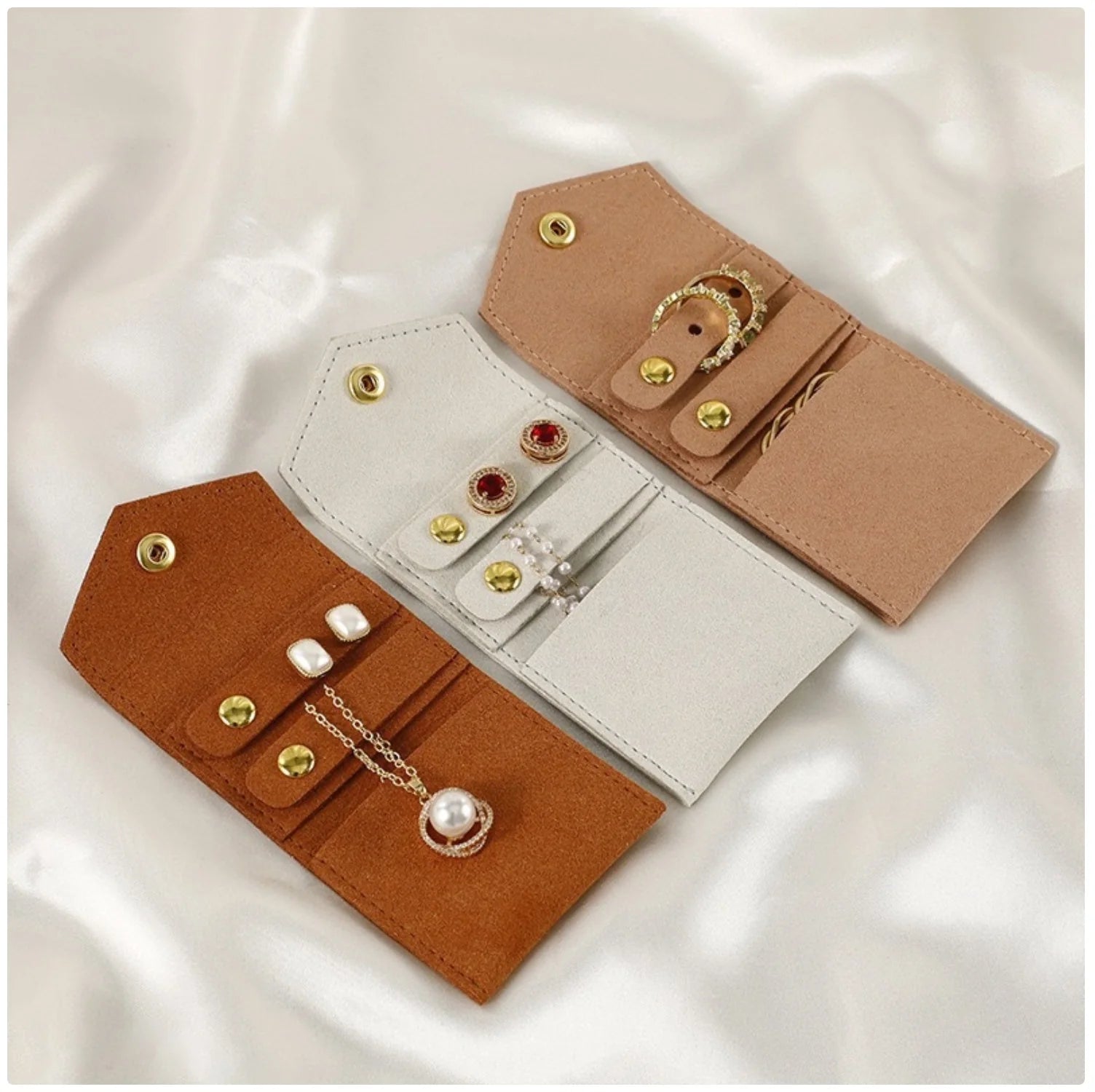Ortable Leather Jewelry Organizer Bag - Compact Travel Jewelry Storage Case