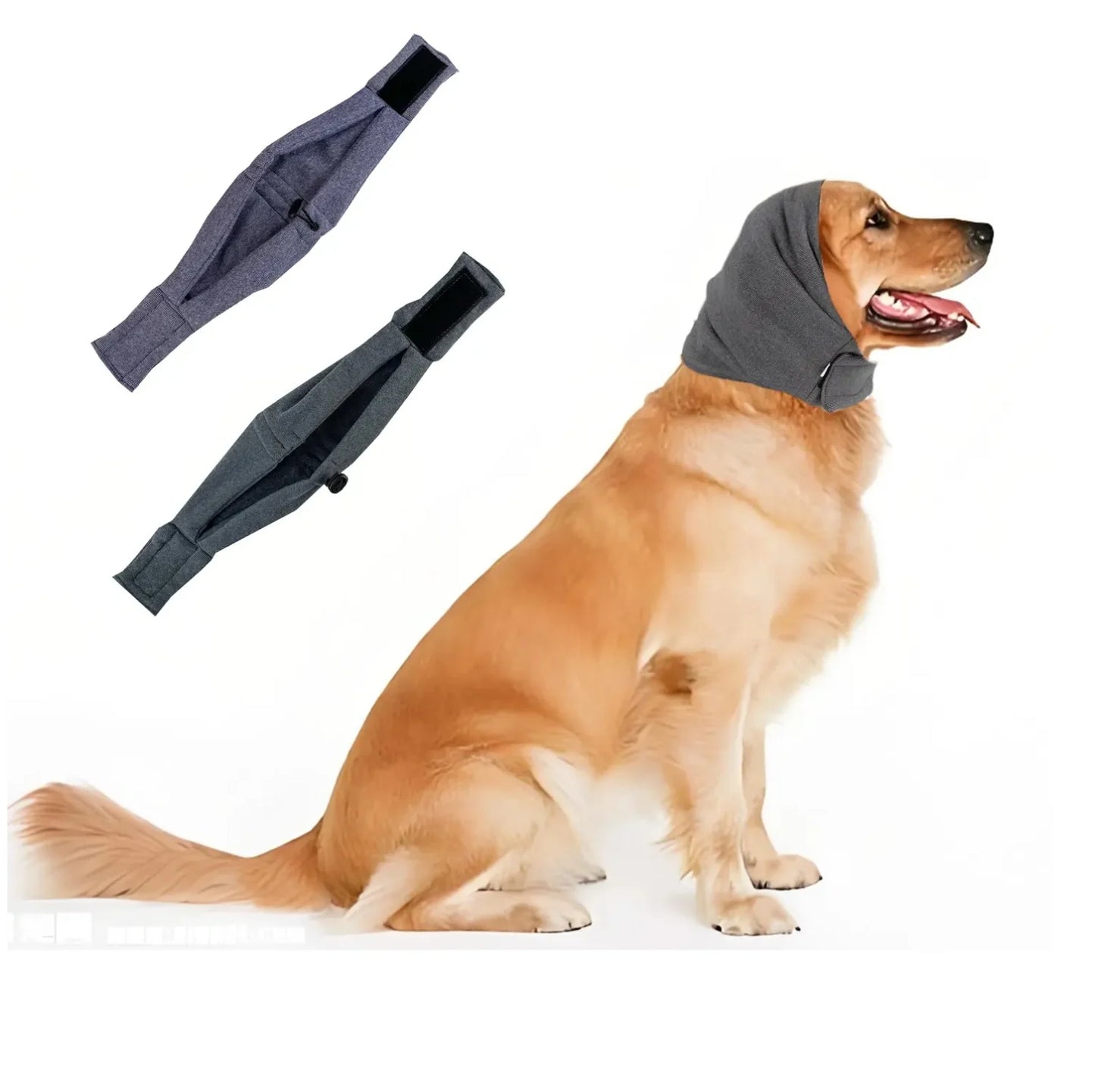 Adjustable Pet Ear Muffs - Calming Head Cover for Dogs, Winter Warm & Noise Reduction