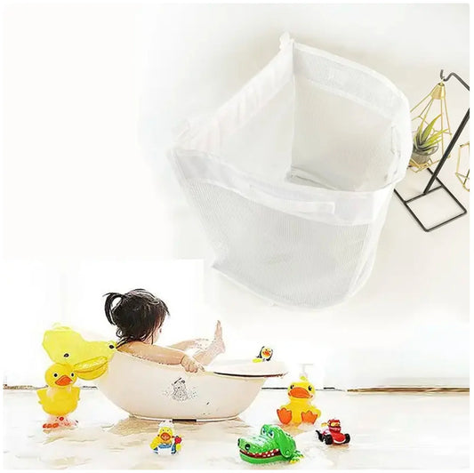 Upgraded Mesh Bathroom Toy Storage Bag - Hanging Organizer for Kids' Bath Toys