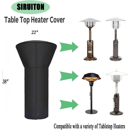 Waterproof 38 In. X 22 In. X 14.5 In. Black Tabletop Fabric Patio Heater Cover with Zipper and Storage Bag