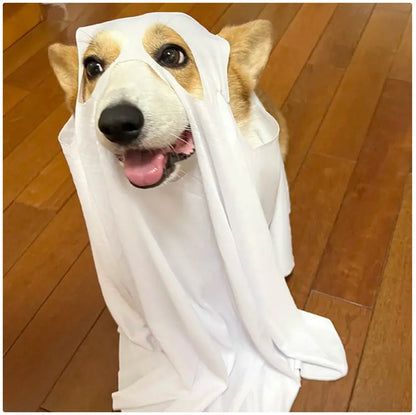 Halloween Dog Ghost Costume Cloak - Spooky Pet Cape for Halloween Fun