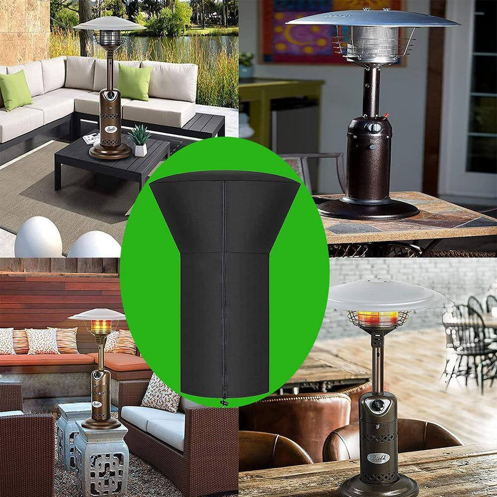 Waterproof 38 In. X 22 In. X 14.5 In. Black Tabletop Fabric Patio Heater Cover with Zipper and Storage Bag