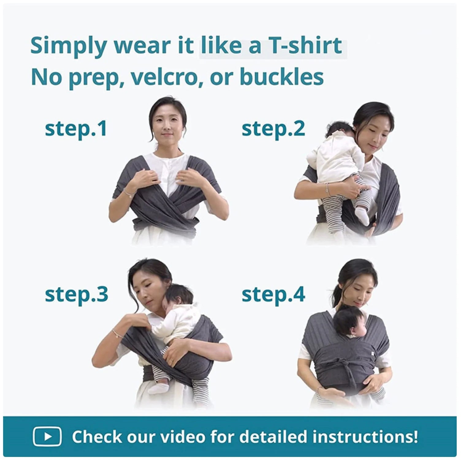 Front - Carry Baby Wrap Carrier - Breathable Air - Mesh Fabric, Easy to Wear