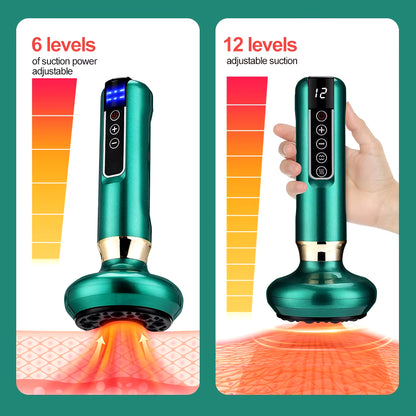 6/12 Gear Electric Cupping Massager Vacuum Suction Cup Guasha anti Cellulite Beauty Health Scraping Heat Body Slimming Massage