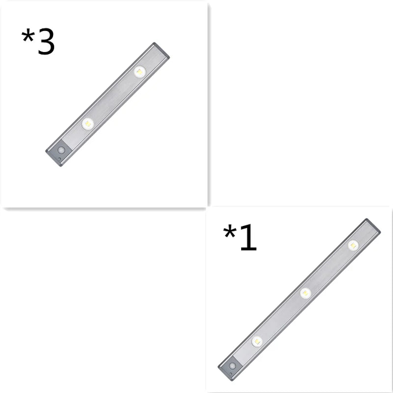 Under Cabinet Motion Light Adjustable Brightness Rechargeable Magnetic Mount Kitchen Wardrobe Night Lamp