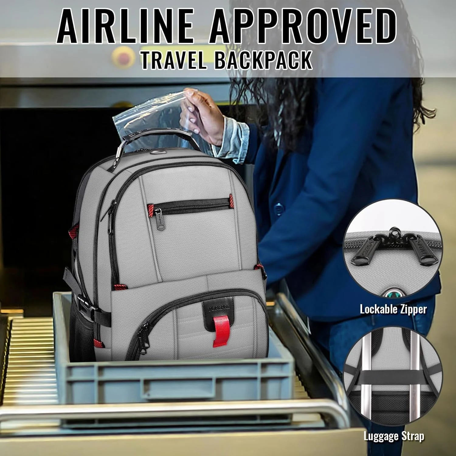 Extra Large Travel Backpack for Men Women, Airline Approved Business Laptop Computer School Bag with USB Port and Luggage Strap, 30L
