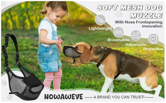 Adjustable Soft Mesh Dog Muzzle - Breathable & Protective for Safe Walks
