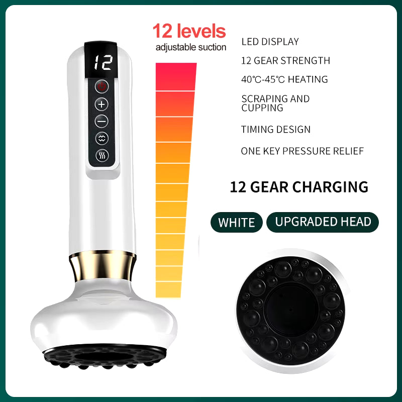 6/12 Gear Electric Cupping Massager Vacuum Suction Cup Guasha anti Cellulite Beauty Health Scraping Heat Body Slimming Massage