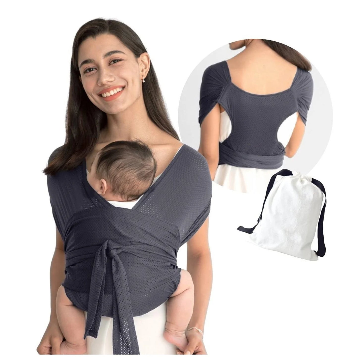 Front - Carry Baby Wrap Carrier - Breathable Air - Mesh Fabric, Easy to Wear