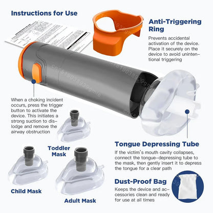 Auto First Aid Choking Rescue Device Travel Home Cpr Choking Emergency Device Adult Children Portable Asphyxia Rescue Machine