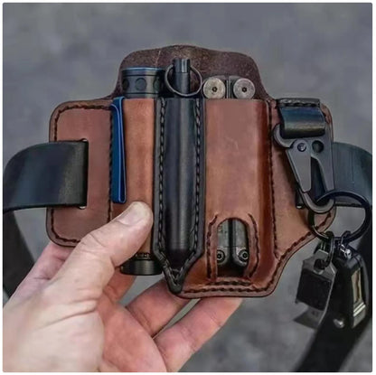 Multifunctional Leather Belt Organizer - Tactical EDC Pouch for Tools & Gadgets