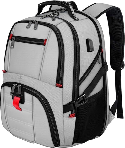 Extra Large Travel Backpack for Men Women, Airline Approved Business Laptop Computer School Bag with USB Port and Luggage Strap, 30L