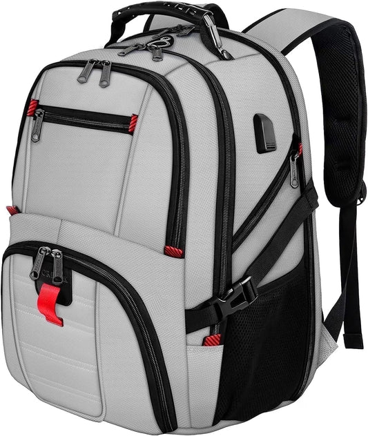Extra Large Travel Backpack for Men Women, Airline Approved Business Laptop Computer School Bag with USB Port and Luggage Strap, 30L