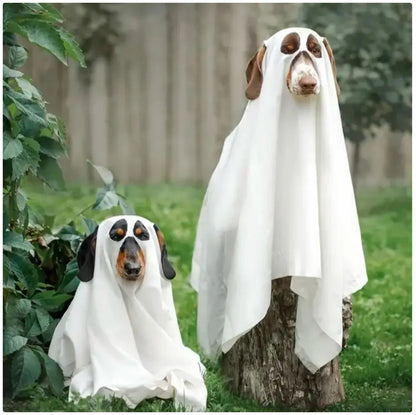Halloween Dog Ghost Costume Cloak - Spooky Pet Cape for Halloween Fun