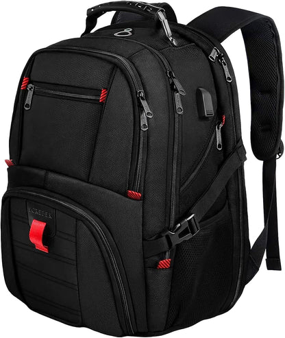 Large Backpack for Men, Extra Large Laptop Backpacks for Men Women, Water Resistant Travel Backpack Airline Approved Business Work Bag with USB Charging Port Fits 17 Inch Computer, Black