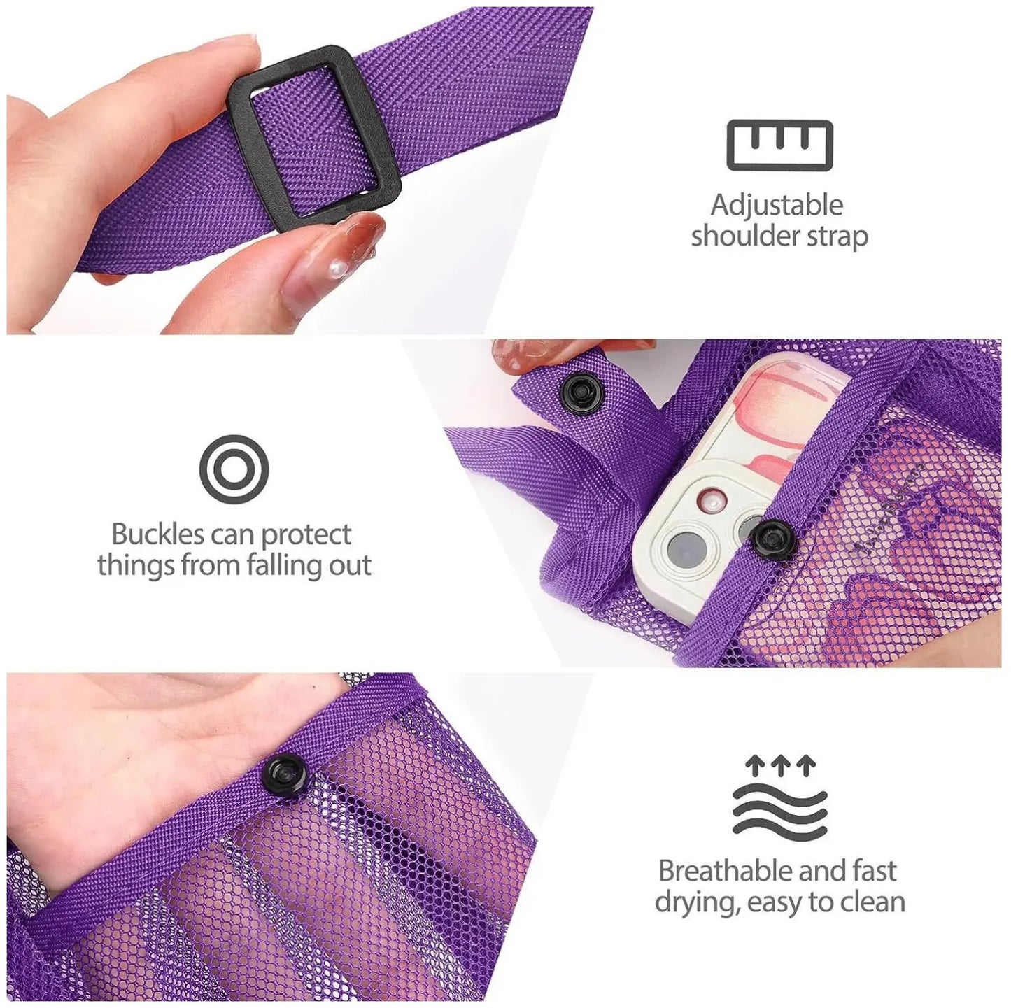 Outdoor Mesh Crossbody Storage Bag - Adjustable, Multifunctional Hands - Free Carrier