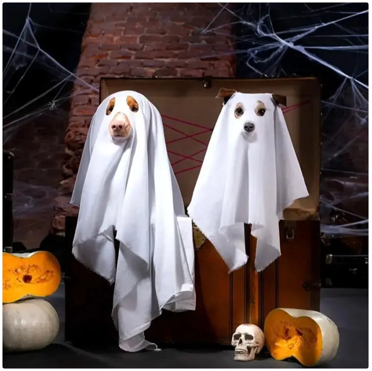 Halloween Dog Ghost Costume Cloak - Spooky Pet Cape for Halloween Fun