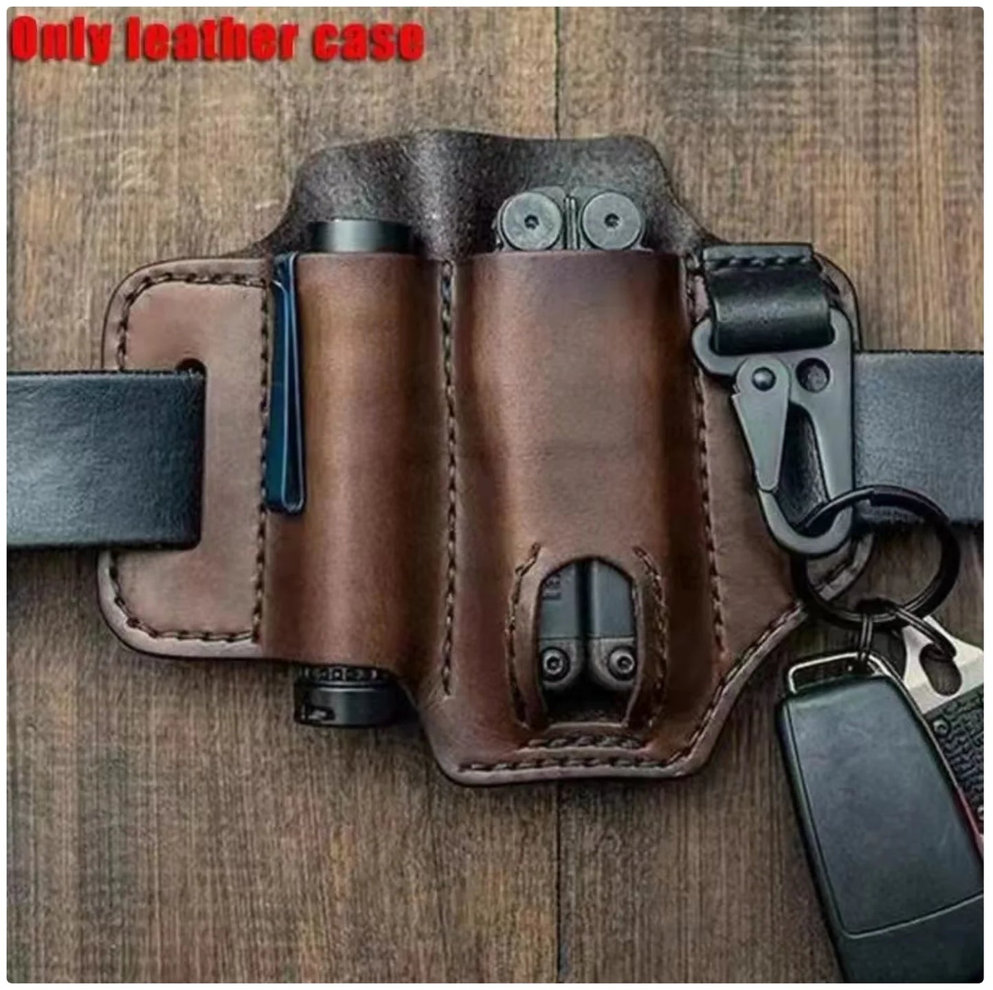 Multifunctional Leather Belt Organizer - Tactical EDC Pouch for Tools & Gadgets