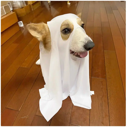Halloween Dog Ghost Costume Cloak - Spooky Pet Cape for Halloween Fun