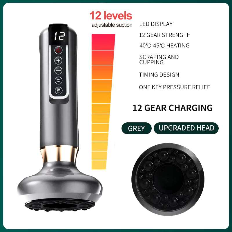 6/12 Gear Electric Cupping Massager Vacuum Suction Cup Guasha anti Cellulite Beauty Health Scraping Heat Body Slimming Massage