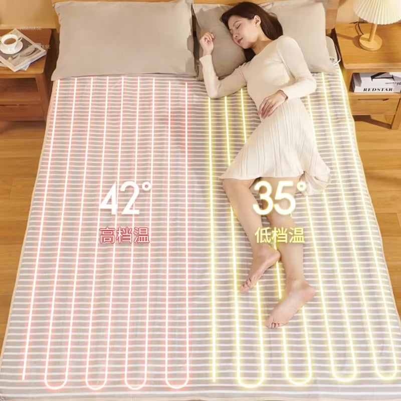 Double Mattress Blankets Home Waterproof Dual Control Intelligent Temperature Regulation Non-Radiation Heating Blanket