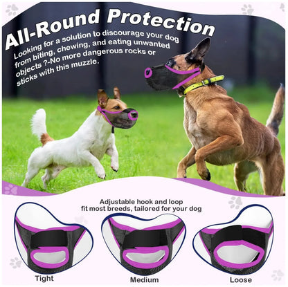 Adjustable Soft Mesh Dog Muzzle - Breathable & Protective for Safe Walks